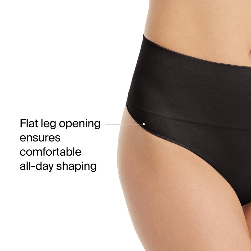 SPANXshape Everyday Shaping Thong - Core Control Shapewear Underwear - Invisible Under Clothes - Seamless Design - Black - Small - Image 4